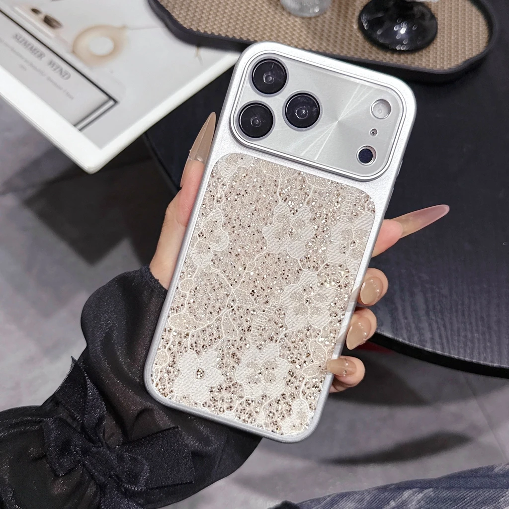 (iphone 15 Dourado) Película Protetora De Lente Com Padrão Flash E Borda Prateada Para Dissipação De Calor