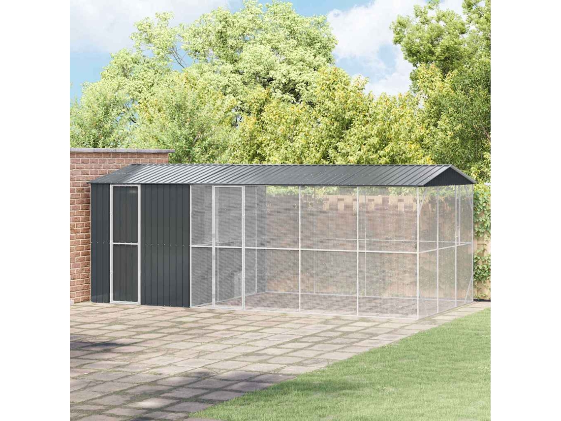 Vidaxl Gaiola Para Pássaros Antracite 645 X 310 X 247 Cm