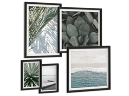 Composição De Quadros Na Parede Limoeiro-do-mar Com Vista Moldura Preta Quadros Para O Escritório Espelharte (conjunto De 5 Imagens)