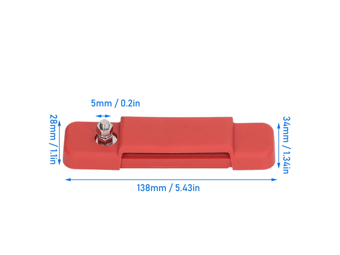 Bloco de distribuição de barramento de 12 posições com tampa, 48 V CC, 150 A, vermelho, para caravanas e iates