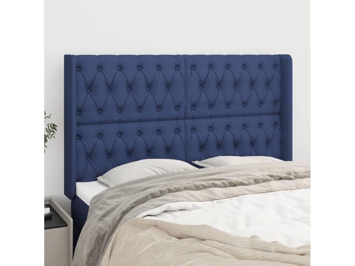Cabecero con Alas de Tela 147x16x118/128 Cm Azul