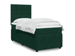 Vidaxl Cama Com Molas/colchão 80x200 Cm Veludo Verde-escuro