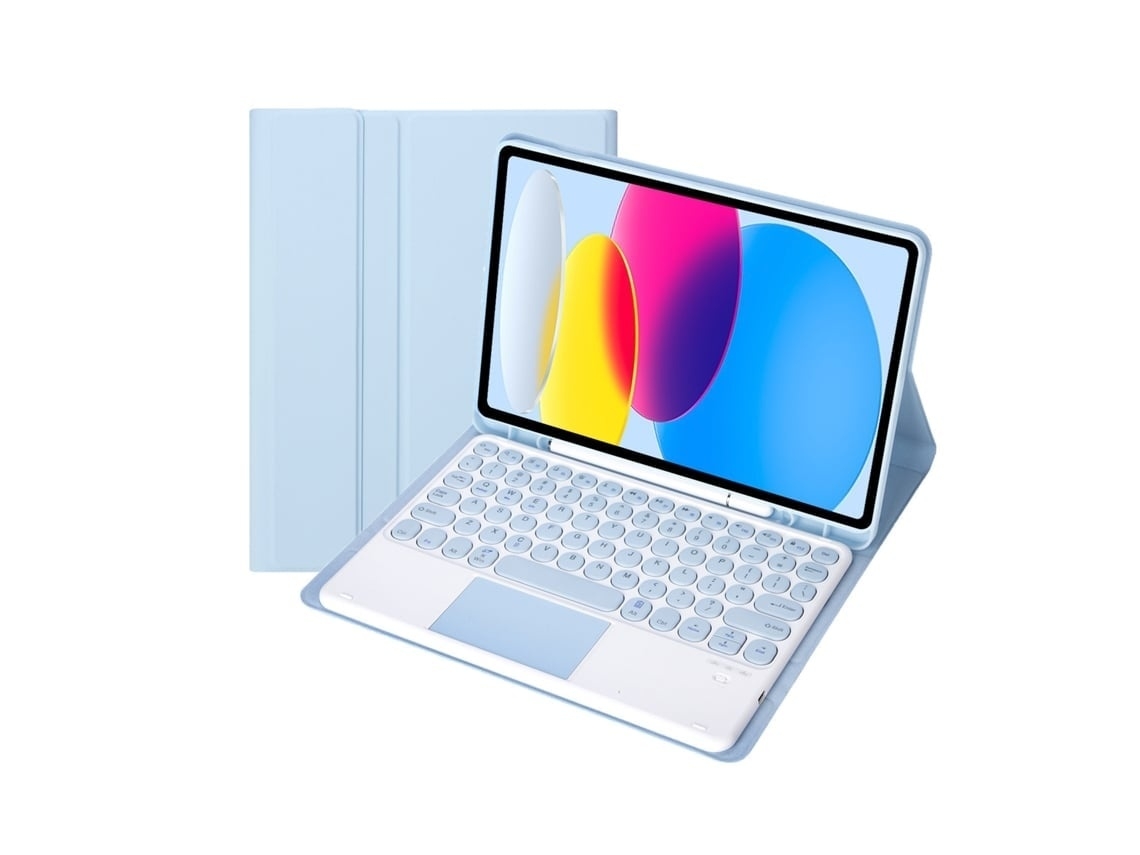 Capa Com Teclado Para Tablet Lurelia, Compatível Com Samsung Galaxy Tab A8 10.5 X205/x200, Azul, Teclado Bluetooth, Fixação Magnética