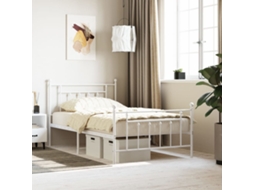 Vidaxl Estrutura De Cama Com Cabeceira E Pés 107x203 Cm Metal Branco