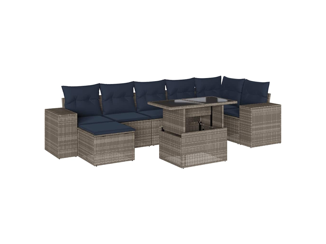 Conjunto de Sofá de Jardim, 8 Peças, Almofadas, Rattan Cinza MAISON EXCLUSIVE
