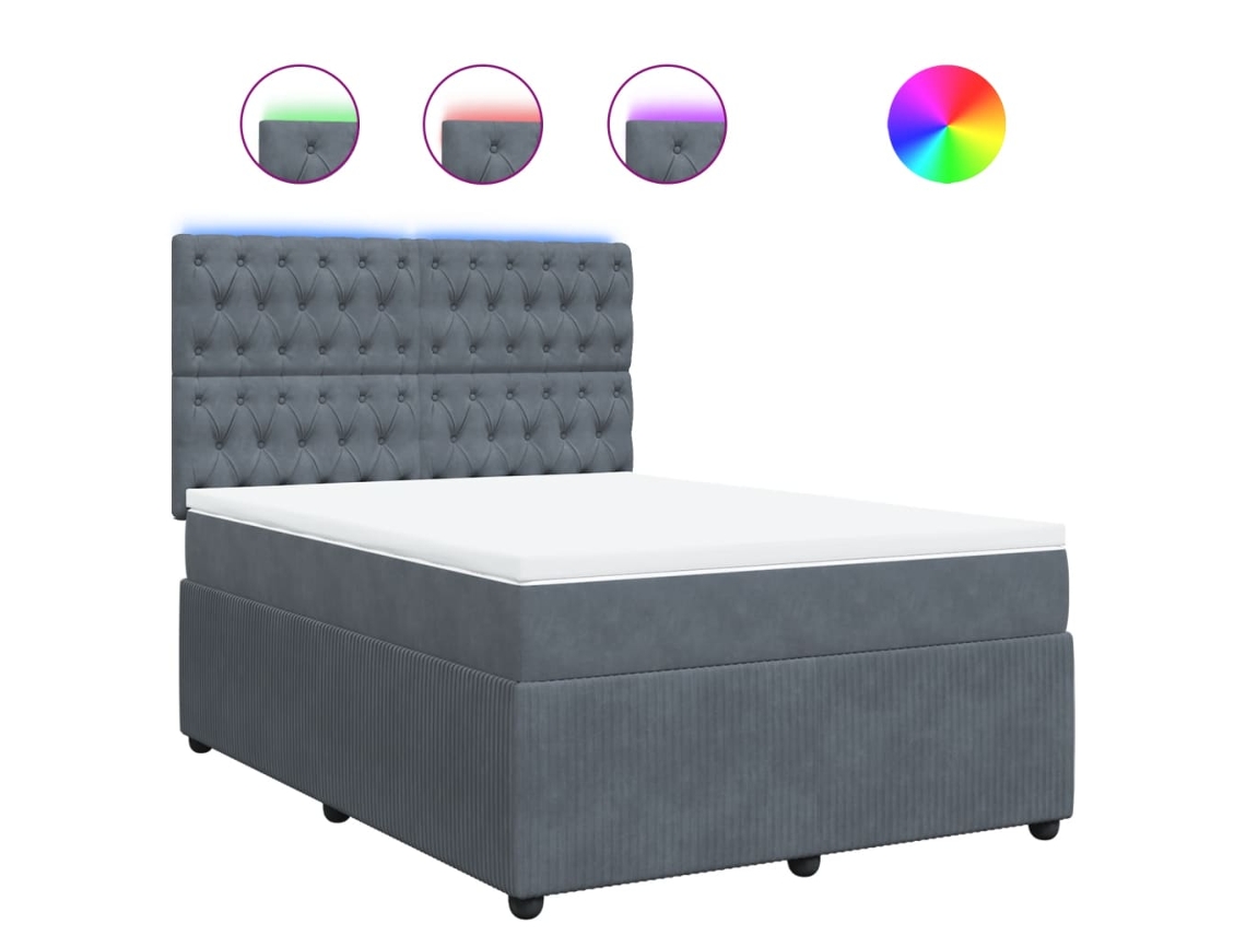 Box Spring Bed, Box Spring Beds Vidaxl Cinzeto Veludo (140 X 190 Cm)