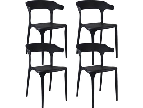 Conjunto 4 Cadeiras de Jardim  Madonna (Preto - Polipropileno - 47x47,5x74,3 cm)