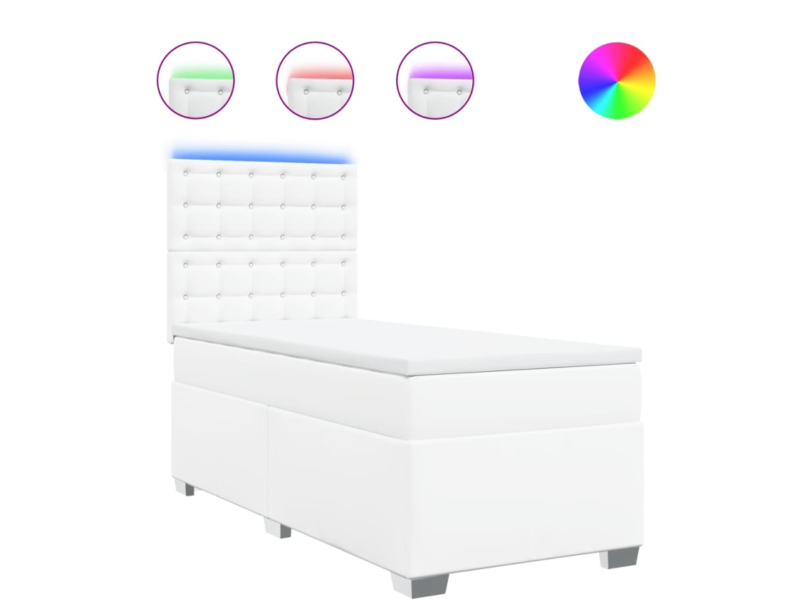 Cama com Molas Couro Artificial Branco MAISON EXCLUSIVE 100x200 cm
