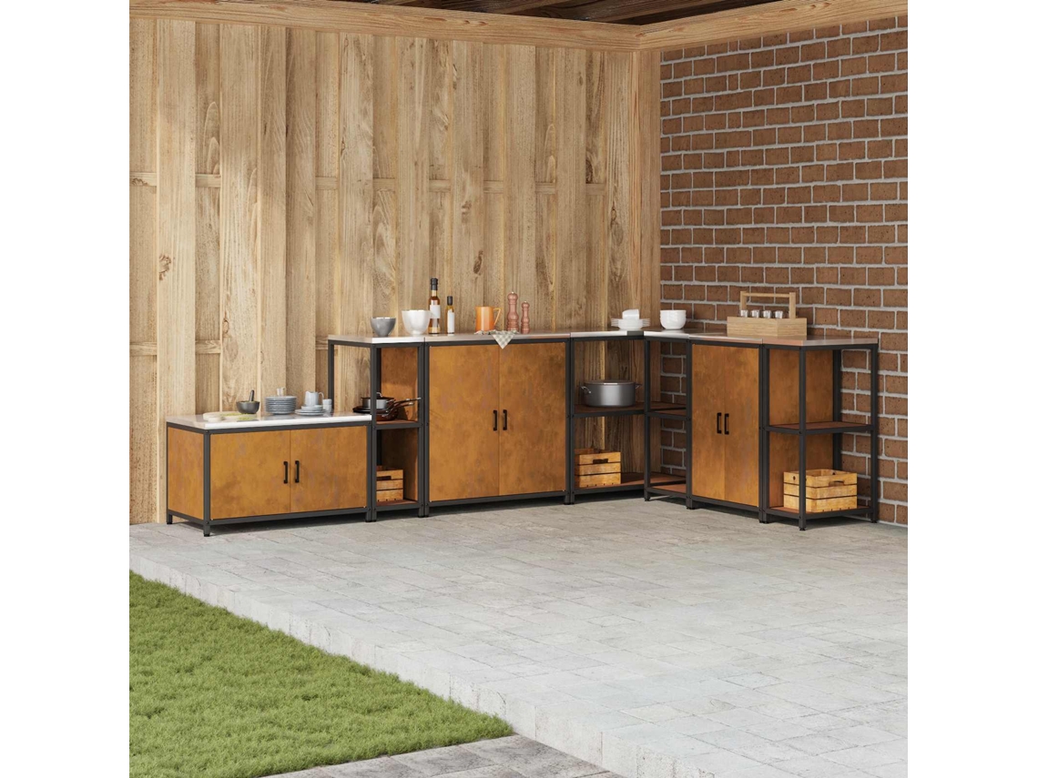 Vidaxl Estante De Cozinha Hattem Ferro Enferrujado 30 X 50 X 92 Cm Aço