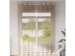 Vidaxl Cortinas De Voile Com Ilhós 2 Pcs Castanho-claro