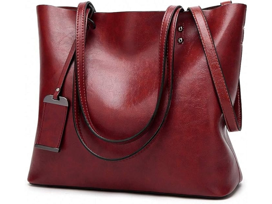 Bolsa de Couro AQUAFORGE Feminina, Grande, Estilo Retrô Vintage, Tote com Alça