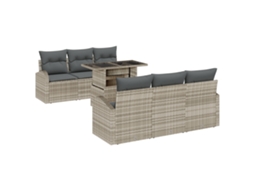 Conjunto 7 Conjunto De Sofá De Jardim Vidaxl Cinzento-claro Vime Pe (100 X 55 X 73 Cm)