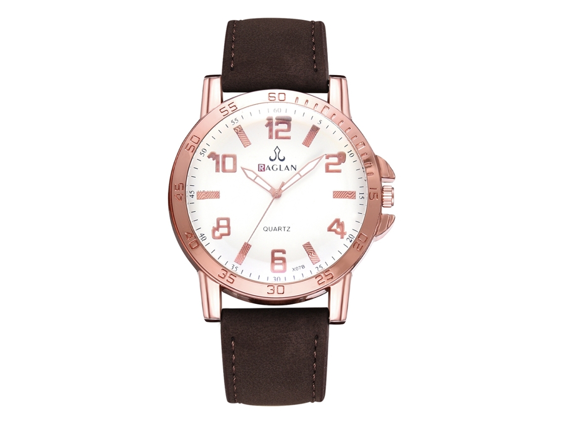 Relógio masculino de quartzo com pulseira de couro PU, estilo casual e profissional.