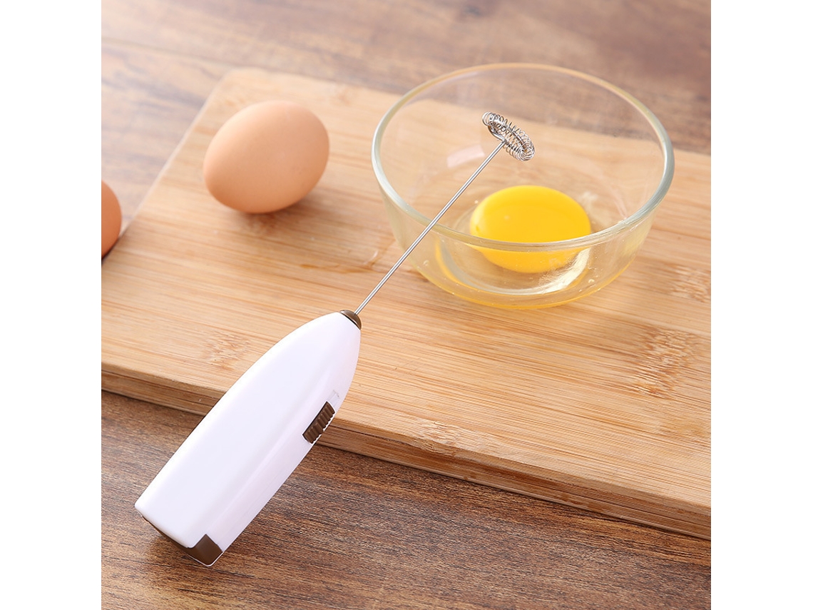 Batedor De Ovos Elétrico Portátil, Mini Batedor De Ovos, Misturador De Café E Chá Com Leite Em Aço Inoxidável, Branco