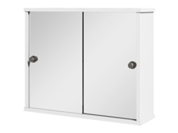 Armário de Espelho de Parede com Prateleira Ajustável e Porta Dupla de Correr para Pia 55x15x45 Cm Branco Brilhante Ge