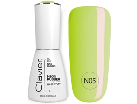 Professional Neon Rubber Base Coat, Yellow Rainbow N05, 10ml Clavier