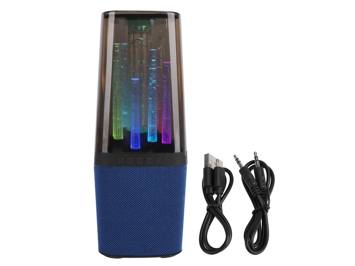 Coluna de Som Bluetooth Mali portátil, com luzes RGB, USB, aux, à prova d'água, azul