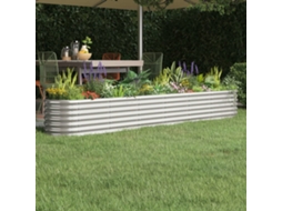 Vidaxl Canteiro Elevado Jardim 260x40x36cm Aço Galvanizado Prateado
