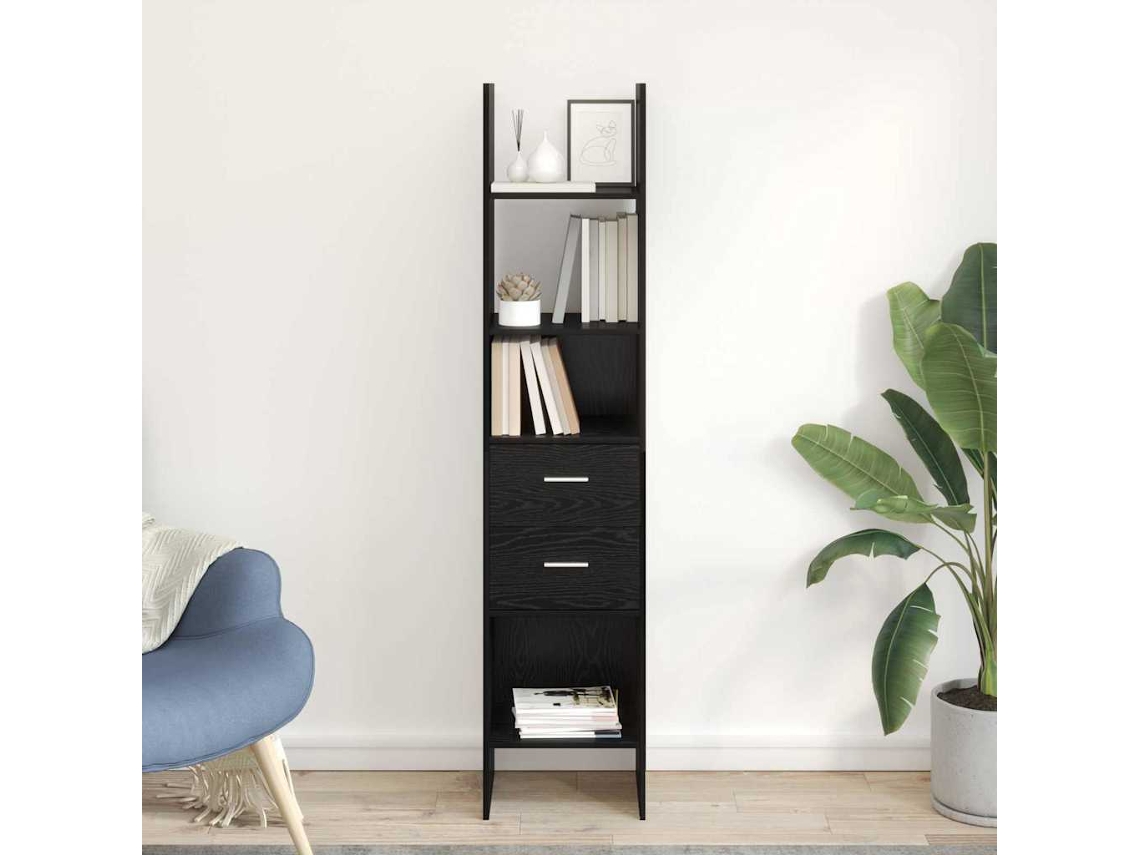 Vidaxl Gabinete De Livros 2 Níveis 40 X 35 X 180 Cm Carvalho Preto