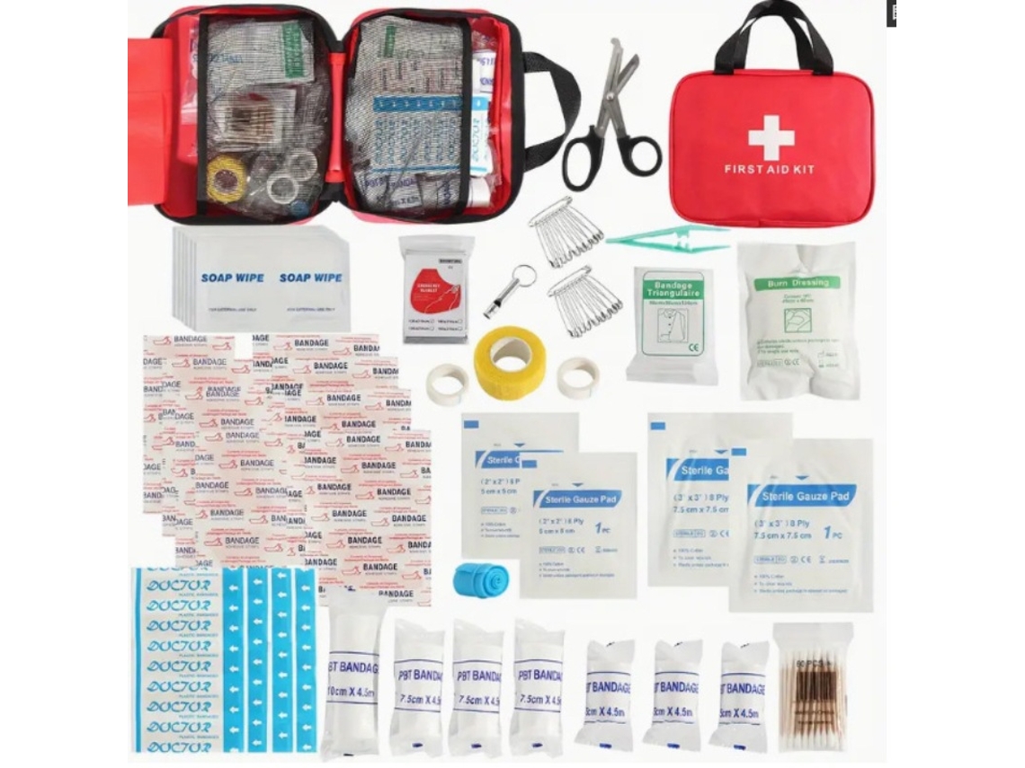 Kit Primeiros Socorros 160 Peças para Campismo Carro Mochila Vermelho HEXINYIGJLY
