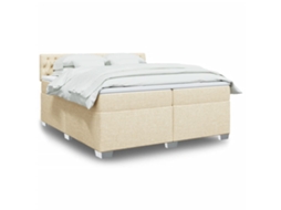 Vidaxl Cama Com Molas/colchão 200x200 Cm Tecido Cor Creme