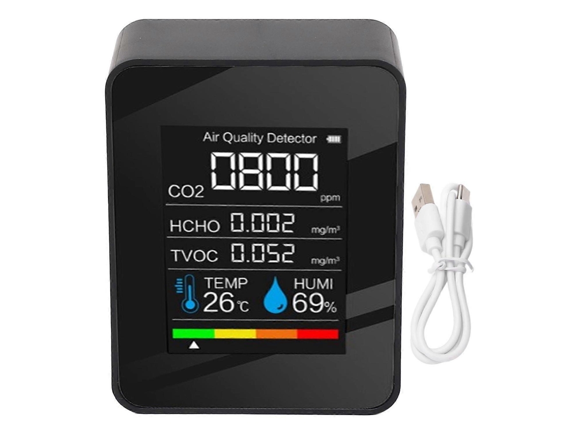 Lurelia Medidor De Qualidade Do Ar 5 Em 1, Co2, Tvoc, Hcho, Temperatura, Humidade, Usb