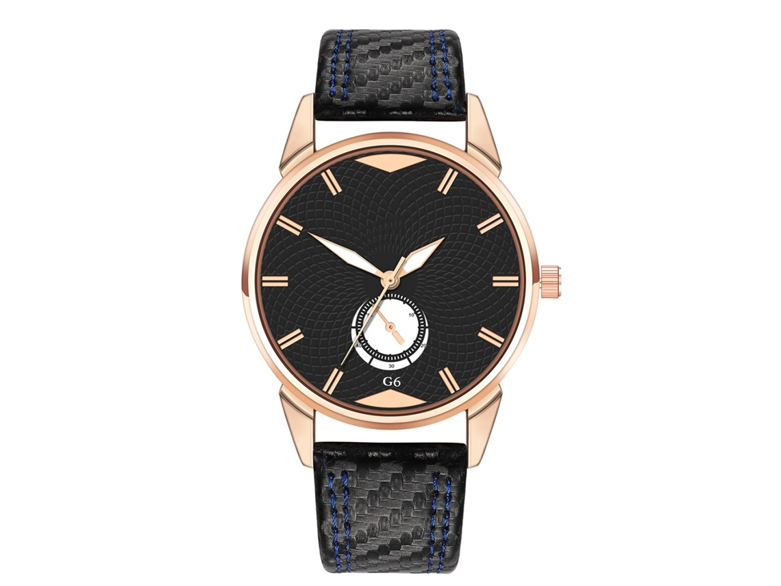 Relógio de pulso masculino de quartzo com pulseira de PU, mostrador redondo, estilo fashion (azul)