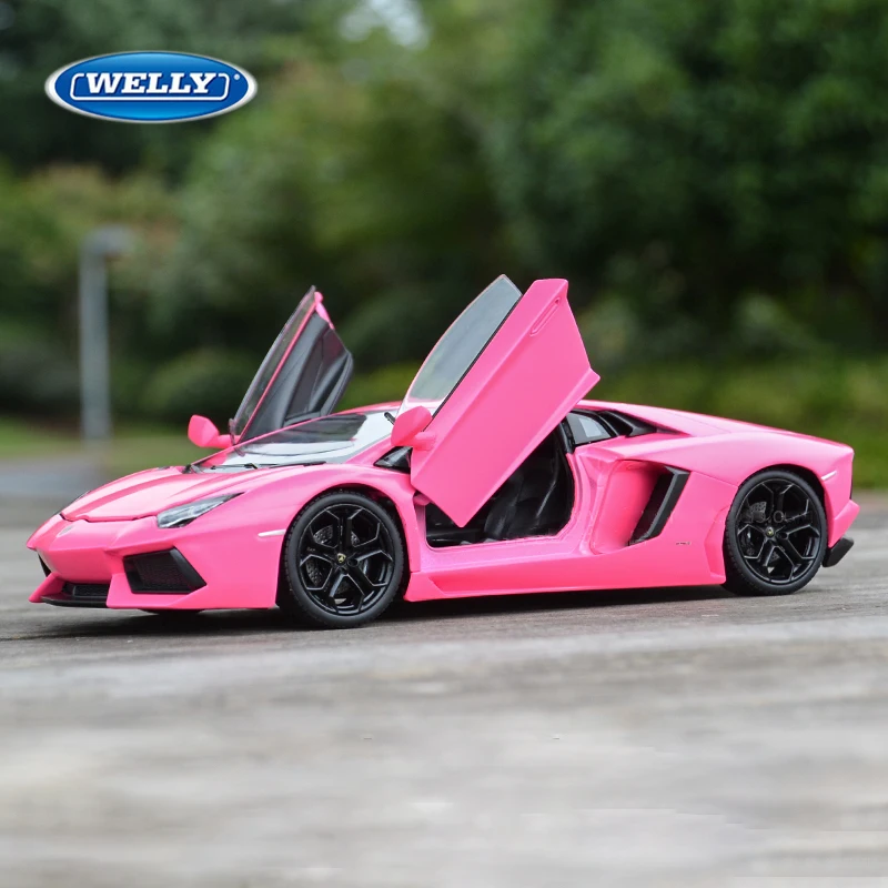 (rosa) Miniatura De Carro De Corrida Em Liga Metálica Na Escala 1:24 Para Decoração.