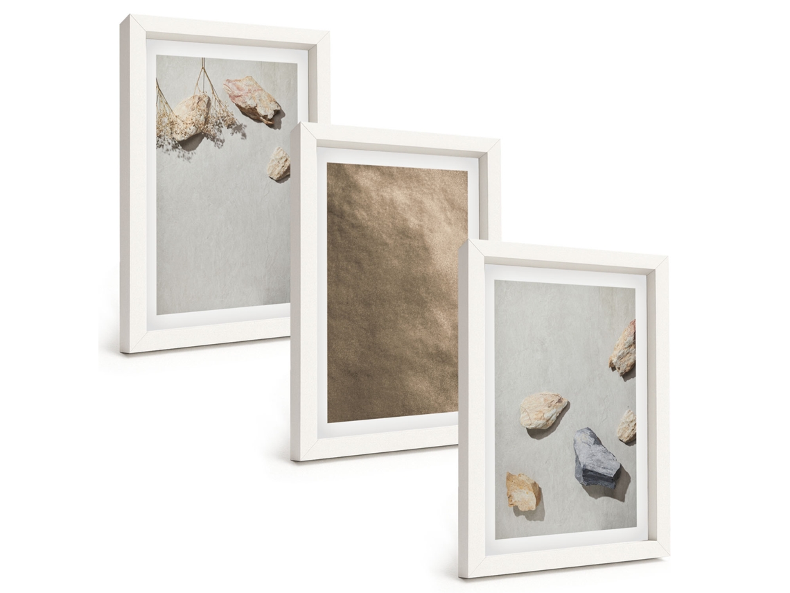 Galeria De Pinturas Murais Pedras, Praia, Estruturas Naturais Moldura Branca Fotos Para O Corredor Espelharte (3 Peças 20x30 Cm)