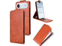 Capa De Couro Para Iphone 17 Air Shell Com Fecho Magnético Vertical E Fivela.