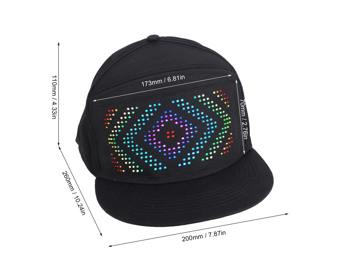 Boné Led Programável Com Controle App Bt 5v 2a