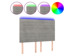 Led Headboard, Led Headboards Vidaxl Cinzeto Veludo (144 X 5 X 118/128 Cm)