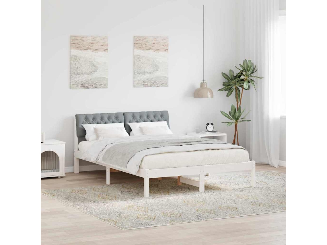 Vidaxl Estrutura da Cama Branco e Cinza Claro 160 X 200 Cm