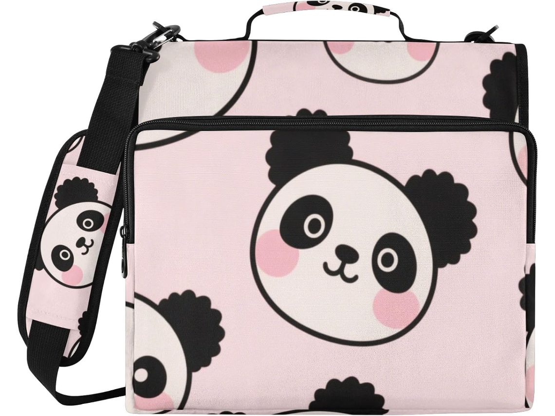 Organizador portátil com 3 argolas, 8 cm (1,5 polainas) em formato Pink Panda, altura de ombro e corpo grande.