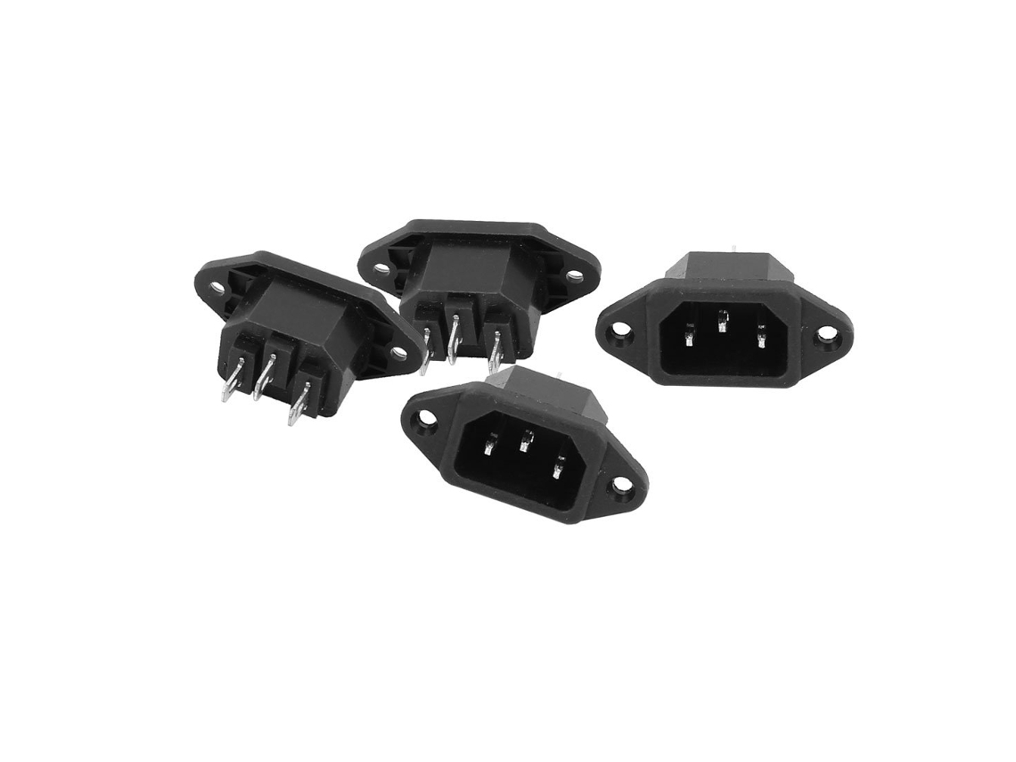 Conjunto de 4 Conectores de Alimentação Ca 250v 10a Iec 320c14 para Montagem em Painel. CHABERLU
