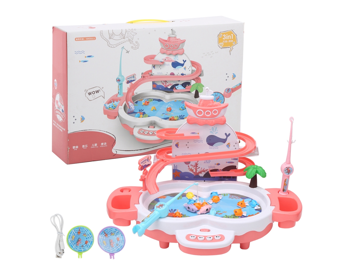 Ats juego de Pesca Magnética para Niños Juguete Educatsivo Eléctrico Con Pilas Set de Pesca Rosa