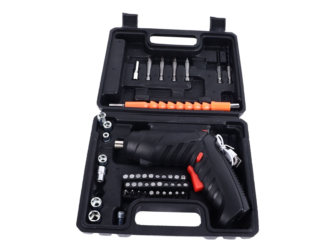 Kit De Parafusadeira Elétrica Sem Fio Recarregável Portátil 47 Peças 4.2v 3.2nm Torque Máximo
