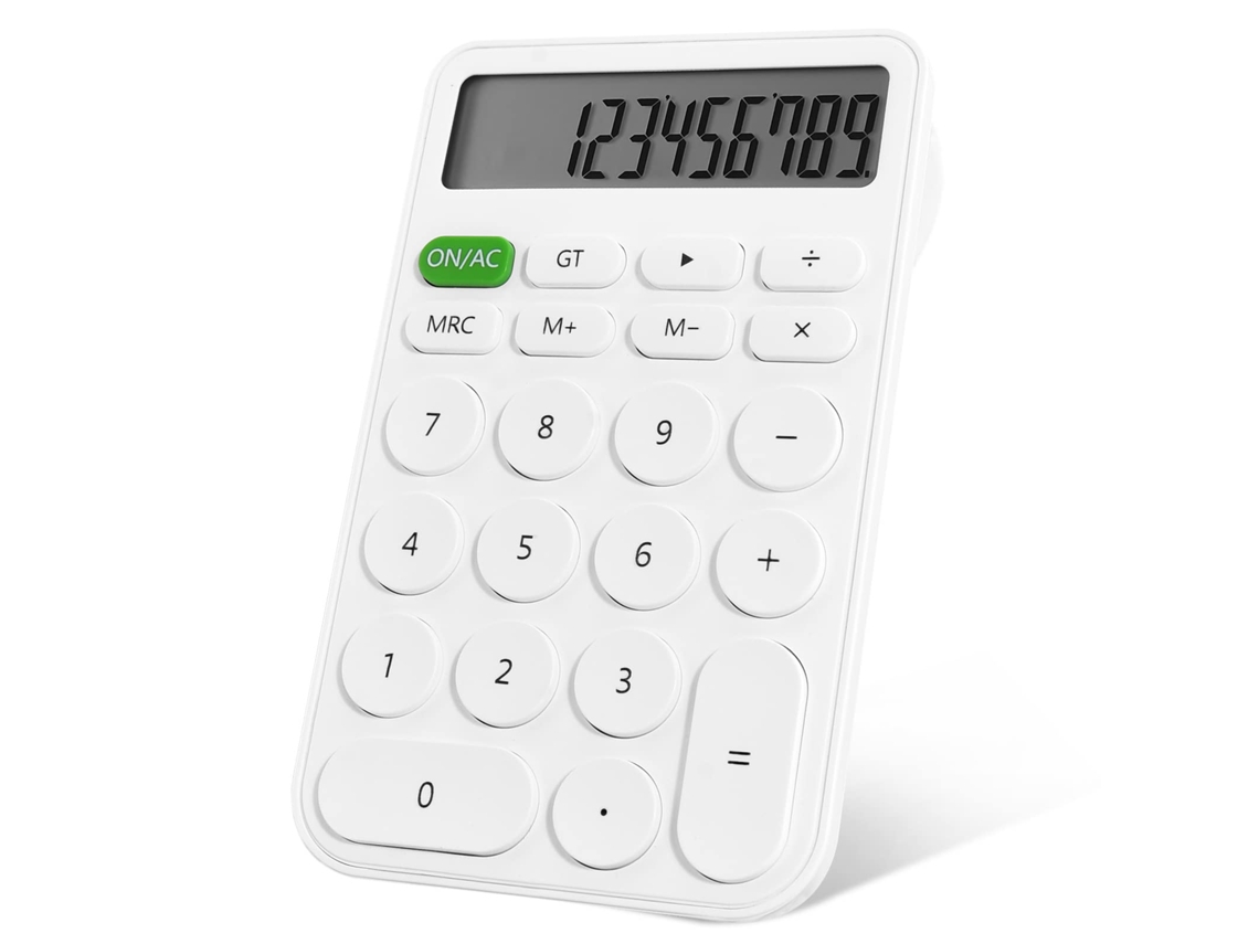 Calculadora de Mesa para Estudantes, Visor Lcd de 12 Dígitos, Calculadora de Bolso Básica para Escola, Escritório e Casa, Branca BRILVIBERA
