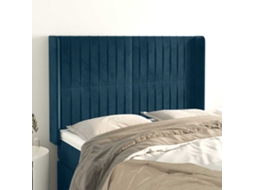 Vidaxl Cabeceira Cama C/ Abas Veludo 147x16x118/128 Cm Azul-escuro