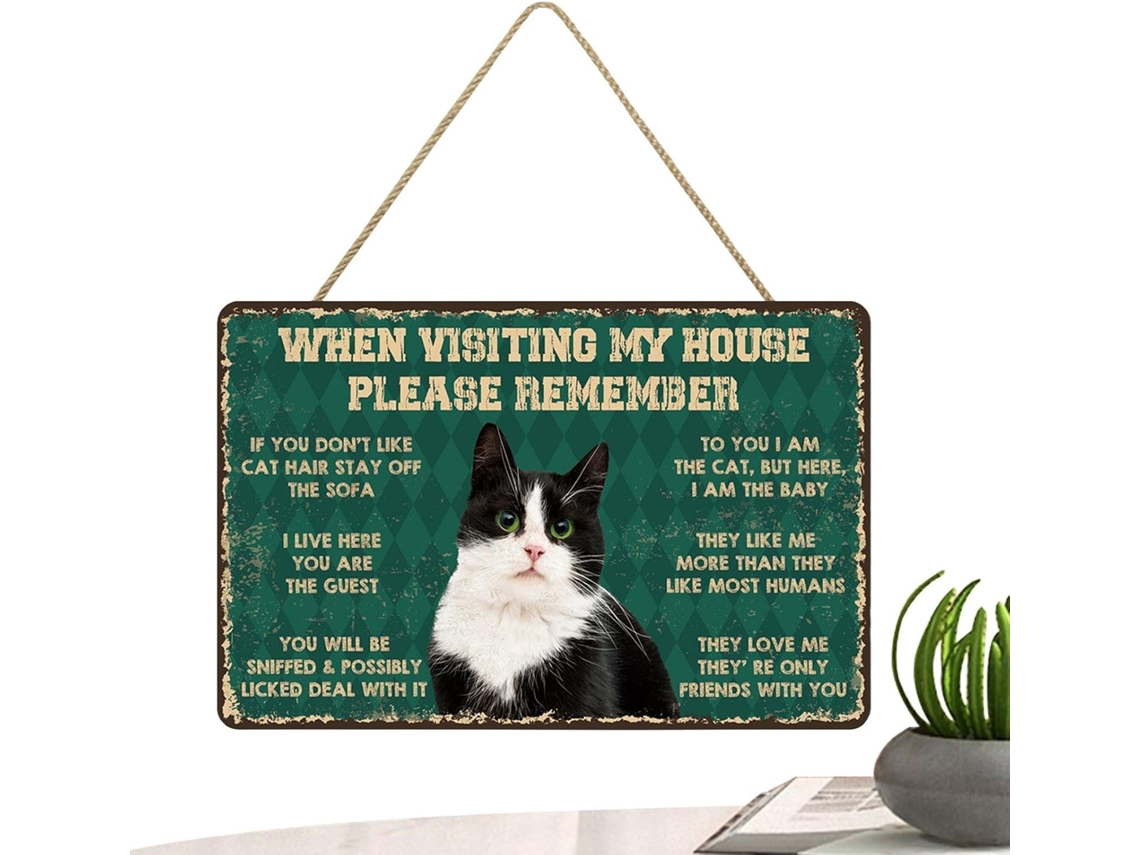 Placa De Boas-vindas De Madeira Para Amantes De Gatos |