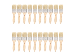 Set De 20 Pincéis Planos Largos De Cabelo Artificial Com Cabo De Madeira Para Pintura E Limpeza