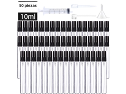 50 Frascos + 4 Acessórios, Frascos de Vidro Espumado Recarregáveis de 10 Ml MDUG