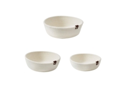 Conjunto de 3 cestas de armazenamento tecidas de linho de algodão para mesa branco S/MARCA