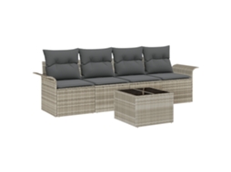 Conjunto 5 Conjunto De Sofá De Jardim Vidaxl Cinzento Vime Pe (55 X 55 X 37 Cm)