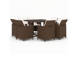 Garden Dining Set, Garden Dining Sets Vidaxl Marrom Rattan / Vime (109 Cm Table Length)