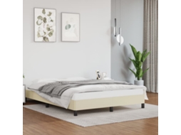 Vidaxl Estrutura de Cama 140x190 Cm Couro Artificial Cor Creme