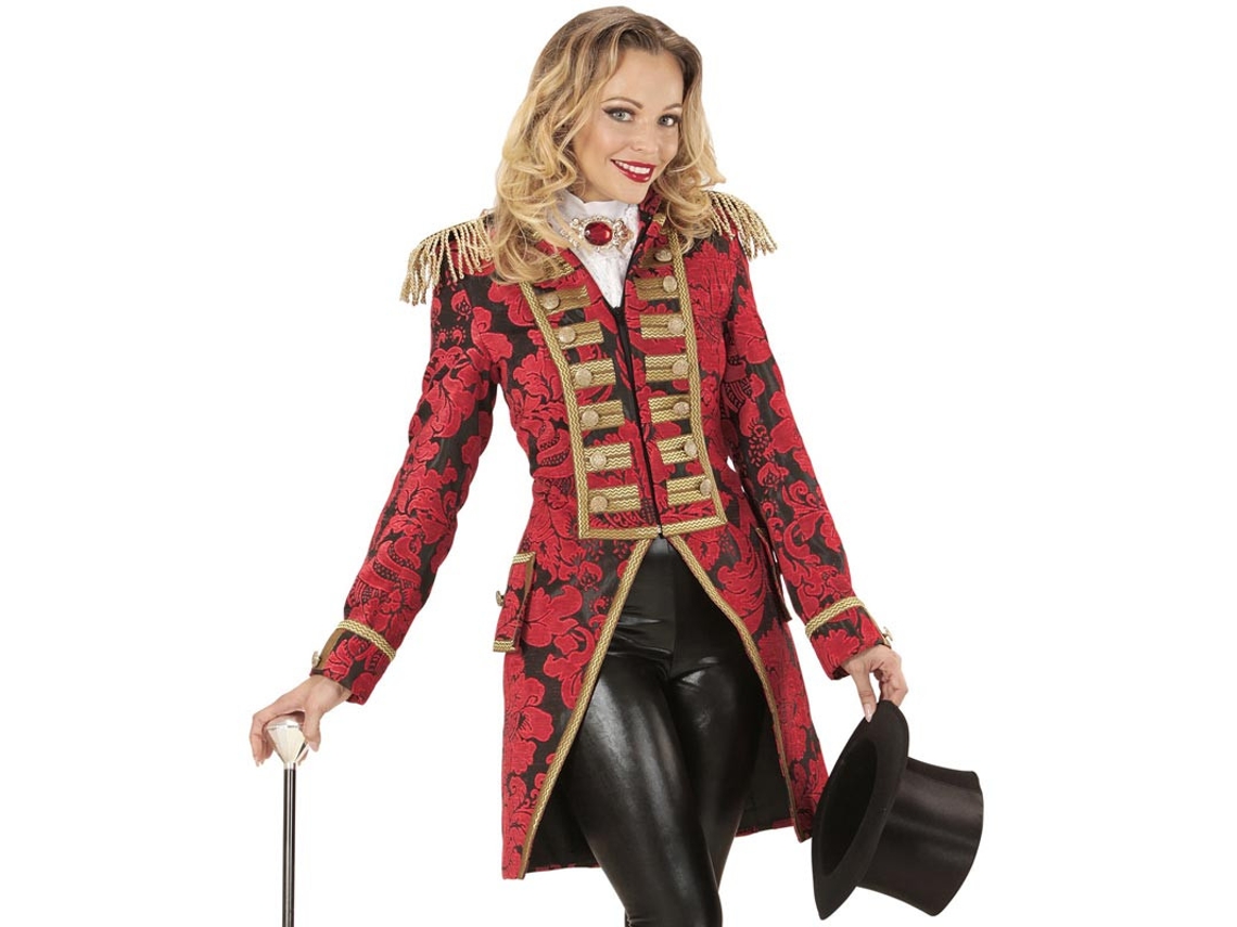 Fato ou fraque elegante em jacquard vermelho para mulher