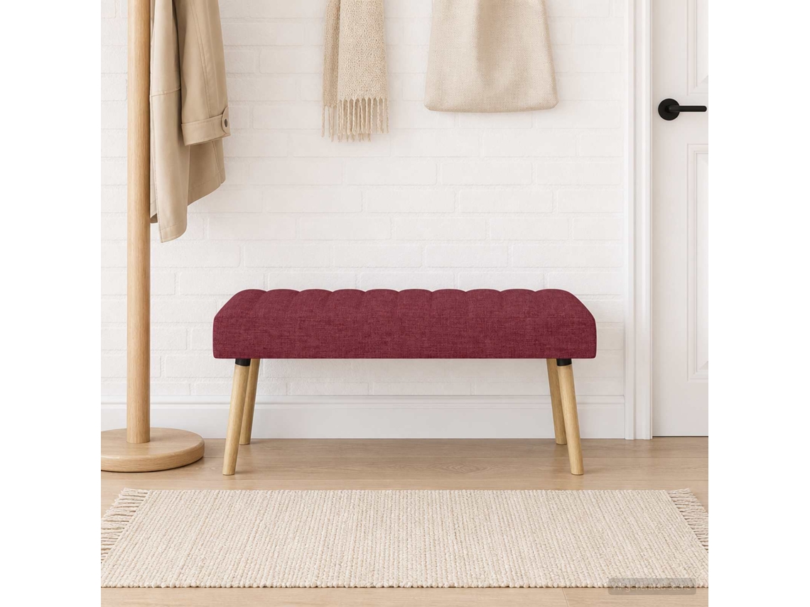 Vidaxl Banco Com Tufting Em Canal Vinho Vermelho 110 X 40 X 46 Cm