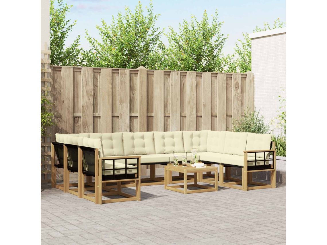 Vidaxl Conjunto De Sofás Para Exterior 10 Unid. Branco E Creme