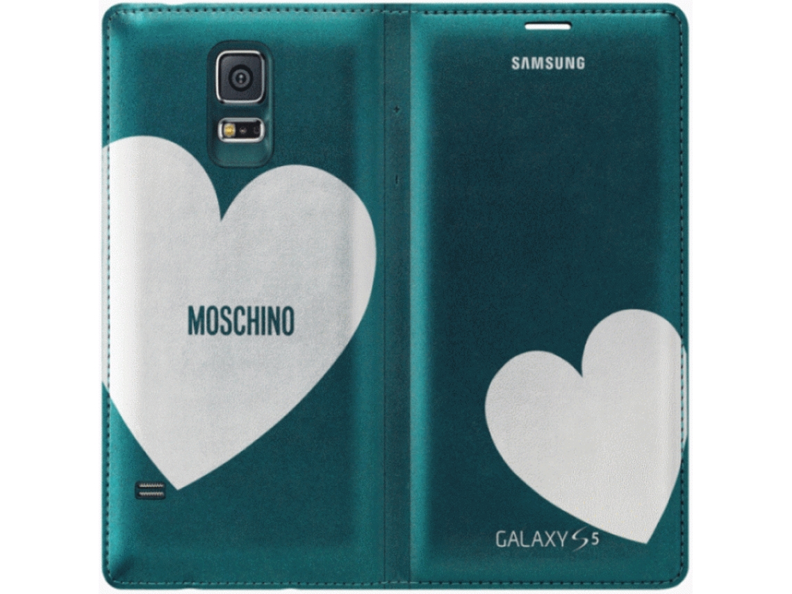 Capa Flip GLX S5 Moschino Verde e Cinza claro